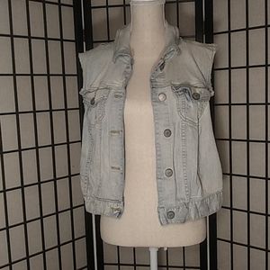 Torrid Slightly Distressed Skull Back Denim Vest